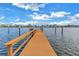 Wooden dock extending over calm water, perfect for a boat or leisure at 30 Dolphin Dr, Treasure Island, FL 33706