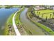 Aerial view of River Landing's waterfront park and paths at 2012 Longliner Loop, Wesley Chapel, FL 33543