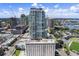 Highrise building aerial view, showing surrounding city buildings and a stadium at 301 1St Street South # 904, St Petersburg, FL 33701