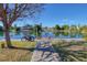 Waterfront property with lush landscaping and a private dock offering serene views and outdoor enjoyment at 3295 Hibiscus Dr, Hernando Beach, FL 34607