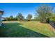 Fenced backyard with a grassy lawn and mature trees at 12241 Perennial Pl, Bradenton, FL 34211