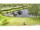 Scenic view of backyard pond and lush green surroundings at 10543 Opus Dr, Riverview, FL 33579