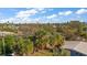 Aerial view showcasing a house surrounded by lush greenery and palm trees at 3863 Belle Vista E Dr, St Pete Beach, FL 33706