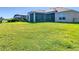 A spacious lawn gives way to a screened lanai and lush backyard at 3901 Tour Trce, Land O Lakes, FL 34638