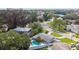 Stunning aerial view displays a pool, neighborhood, and surrounding landscape of this beautiful home at 4659 Helena Ne St, St Petersburg, FL 33703