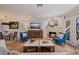 Bright living room features hardwood floors, fireplace, and comfortable seating at 1688 Watermark Ne Cir # 1688, St Petersburg, FL 33702