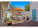 Private patio with stone flooring, potted plants, and seating at 5021 24Th S Ave, Gulfport, FL 33707