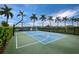 Outdoor basketball court with palm trees and water views at 9132 Bernini Pl, Sarasota, FL 34240