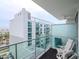 Private balcony overlooking the city and neighboring buildings at 111 N 12Th St # 1708, Tampa, FL 33602