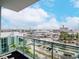 Private balcony with city views and seating area at 111 N 12Th St # 1708, Tampa, FL 33602