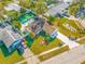 House with pool and large backyard, seen from above at 12136 Kay Dr, Seminole, FL 33772