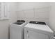 Laundry room with modern washer and dryer, and wire shelving for storage at 2748 Winding Creek Trl, North Port, FL 34289