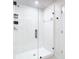 Clean and spacious walk-in shower with glass doors at 8849 Little Bluestem Dr, Land O Lakes, FL 34637