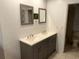 Double vanity bathroom with gray cabinets at 9744 Lake Seminole E Dr, Largo, FL 33773