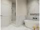 Bathroom with soaking tub and walk-in shower, marble finishes at 3819 71St N St, St Petersburg, FL 33709