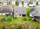 Aerial view showing house, backyard, and neighborhood at 7465 Yale Harbor Dr, Wesley Chapel, FL 33545