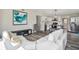 Open concept living room, featuring a white couch and a large artwork at 4021 Eagle Nest Dr, Hernando Beach, FL 34607