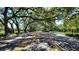 Scenic community road shaded by mature trees, creating a tranquil and inviting atmosphere at 6922 Hawthorne Trace Ln, Riverview, FL 33578