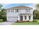 Two-story house with gray siding, gray shutters, and landscaping at 3528 Thistle Bank Ct, Plant City, FL 33565