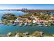 Wide aerial view of waterfront property, showcasing its location and surroundings at 747 Brightwaters Ne Blvd, St Petersburg, FL 33704