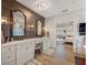 Bathroom with double vanity and walk in shower at 747 Brightwaters Ne Blvd, St Petersburg, FL 33704