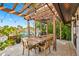 Covered patio with dining table and string lights at 747 Brightwaters Ne Blvd, St Petersburg, FL 33704