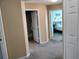 Hallway with carpet flooring, leading to bathroom and bedroom at 8003 Bally Money Rd, Tampa, FL 33610
