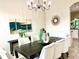Elegant dining area with dark wood table, upholstered chairs, and stylish decor at 8319 Swiss Chard Cir, Land O Lakes, FL 34637