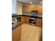 Well-lit kitchen featuring stainless steel appliances and wooden cabinets with dark countertops at 10817 Great Carlisle Ct, Riverview, FL 33578