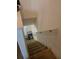 Indoor staircase with carpeted steps and simple railing at 1252 Costa Mesa Dr, Wesley Chapel, FL 33543