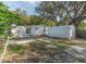 Backyard with shed and small patio area at 1428 Illinois Ave, Palm Harbor, FL 34683