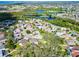 Aerial view of a community with houses near a lake or river at 2012 Fern Ridge Ct, Holiday, FL 34691
