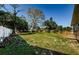 Spacious backyard with a wooden deck and privacy fence at 3562 Fisher Rd, Palm Harbor, FL 34683