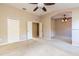 Large main bedroom with ample closet space and ceiling fan at 3602 Morgans Bluff Ct, Land O Lakes, FL 34639