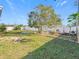 Fenced backyard with grass, a tree and garden at 5128 49Th N Ave, St Petersburg, FL 33709