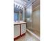 Clean bathroom with a shower/tub combo and updated vanity at 7050 Sunset S Dr # 405, South Pasadena, FL 33707