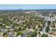 Wide aerial shot captures a lively suburban neighborhood with streets, sidewalks, green trees and blue skies at 2735 36Th N Ave, St Petersburg, FL 33713