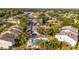 Townhome community aerial view including pool at 8706 Cobbler Pl, Tampa, FL 33615