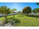 Landscaped backyard with lush lawn and mature trees at 9122 65Th N Way, Pinellas Park, FL 33782