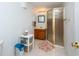 Small basement bathroom with shower, toilet and vanity at 11008 Browning Rd, Lithia, FL 33547