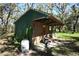 Green metal outbuilding with wooden accents at 39716 Tworut Rd, Webster, FL 33597