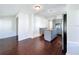 Modern kitchen with gray cabinets, butcher block island, and stainless steel appliances at 606 N Merrin St, Plant City, FL 33563