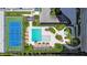 Top-down view of tennis court and pool area at 2912 W Santiago St # 404, Tampa, FL 33629