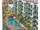 Aerial view of resort-style pool and building at 912 Channelside Dr # 2320, Tampa, FL 33602