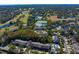 Aerial view of townhouses with community pool and lush landscaping at 4253 Golf Club Ln, Tampa, FL 33618