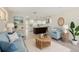 Bright, open-concept living room flows into a modern kitchen with a center island and stainless steel appliances at 4145 Harrisburg Ne St, St Petersburg, FL 33703