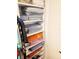 Linen closet with stacked shelves for storing towels and linens at 9950 47Th N Ave # 104, St Petersburg, FL 33708