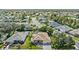 Aerial view of a residential neighborhood with houses and lush greenery at 2048 Edelweiss Loop, Trinity, FL 34655