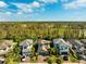 Aerial view of a row of houses with tile roofs and lush landscaping at 19539 Roseate Dr, Lutz, FL 33558