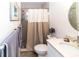 Clean bathroom with shower/tub combo and updated vanity at 209 Westwinds Dr, Palm Harbor, FL 34683